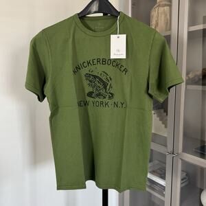 Knickerbocker Camp T-Shirt Green Black Fish Logo Graphic Short Sleeve S NEW
